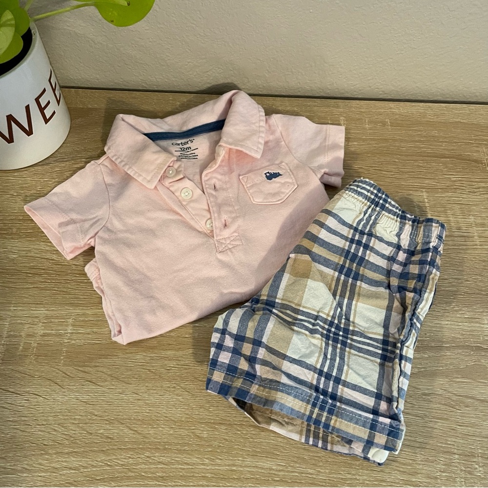 2 Piece Pink Plaid Outfit - Carters - 12 months